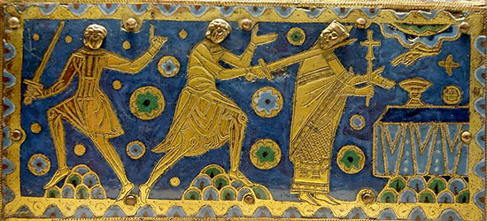 Reliquiar von Thomas Becket mit der Szene seiner Ermordung