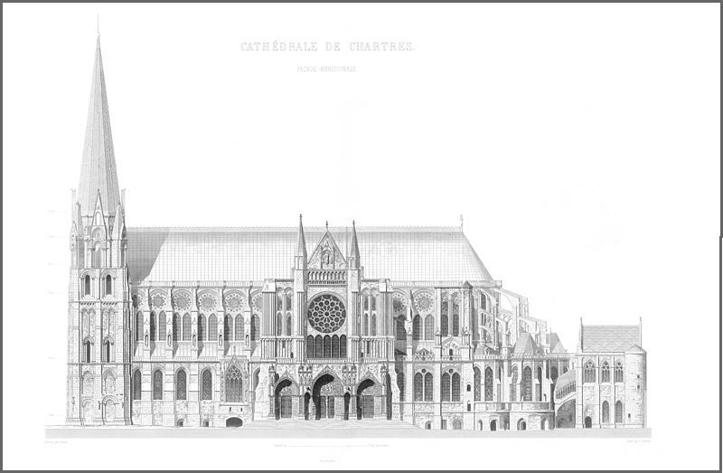 Die Kathedrale van Chartres, Frankreich, erbaut von 1194 bis 1260